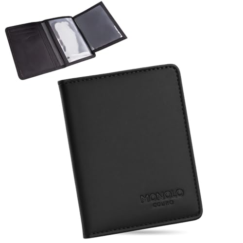 Carteira Porta Cartão Masculina Couro Legítimo Slim RG CNH MONOLO (Preto)