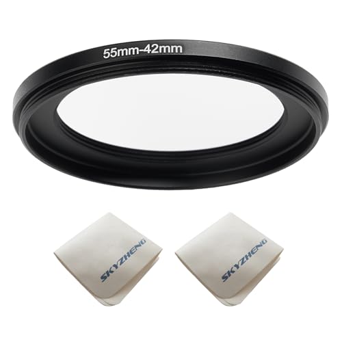Anillo Adaptador de Lente 55 mm a 42 mm, Anillo Reductor Paso Abajo para Filtros UV, ND y CPL, con Paño de Limpieza Premium para Lentes (2 unidades) miniatura 1