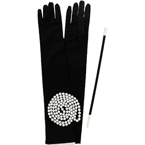Dreamzfit – 1920s Accessoires Flapper Set Voor Vrouwen Gatsby Kostuum Accessoires – Zwarte Lange Handschoenen, Ketting…