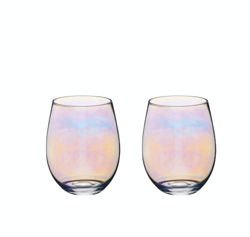 BarCraft Rainbow-Pearl Iridescent Bechergläser, 2er Set, 600ml,...