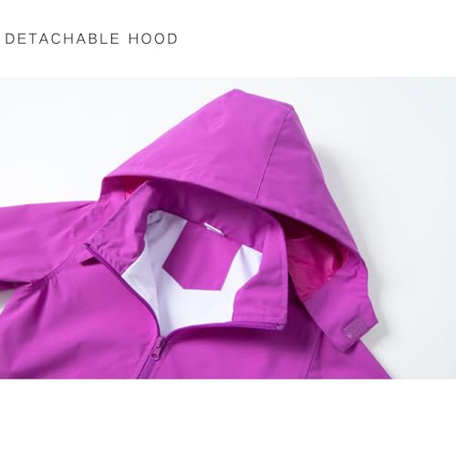 Image of Boys Rain Jacket with Detachable Hood Lightweight Raincoats for Kids