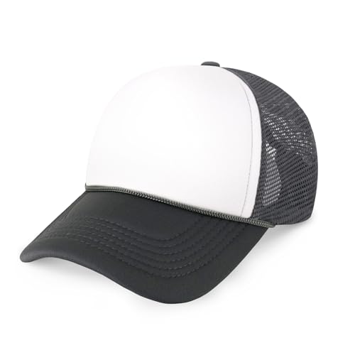 Image of CHOK.LIDS Classic Foam Trucker Hat Summer Mesh Rope Cap Solid Two Toned Blank Hat Mens Womens Adjustable Strap Light Weight