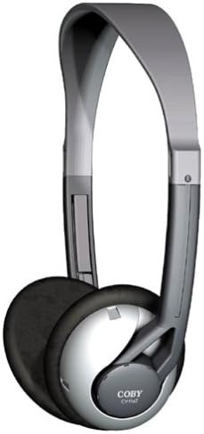 Coby CVH42 Deep Bass Lightweight Stereo Headphones, Silver