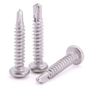 #14 x 1-1/4" Pan Head Self Drilling Screws, 410 Stainless Steel, Cross Recessed Pan Head Self Drilling Screws with Tapping Screw Thread, 30 PCS