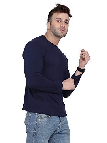 Image of Self Design Men Full Sleeve Round Neck Multicolor T-Shirt (Pack of 2)