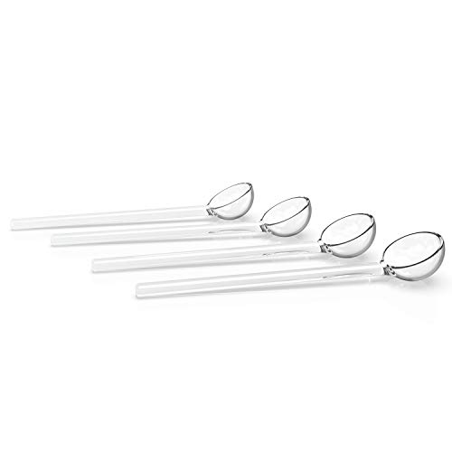 Teabloom Glass Stirring Spoons – Set of 4 Clear Petite Teaspoons (5.3 inches) – Coffee or Tea Glass Stirrers – Heat-Resistant and Toxin-Free – Dishwasher Safe