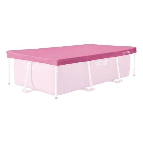 INTEX 28027E Pool Cover: for 7ft x 5ft Rectangular Metal Frame Pools Includes Rope Tie Drain Holes 12in Overhang Snug Fit