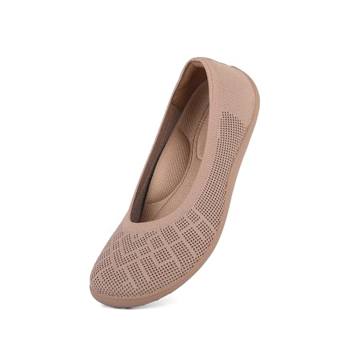 Image of KBZone Women's Flat Shoes Round Toe Knit Ballet Flat Comfort Dressy Flat Walking Shoes