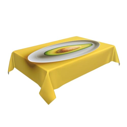 Gjieliness One Half of an Avocado Rectangle Tablecloth, A Large Round White Dish Drop Shapes Table Cloth Dining Table Cover for Kitchen Restaurant Party Buffet Picnic, 52x70 Inch
