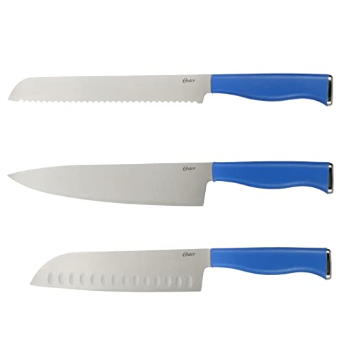 Oster Langmore 15 Piece Stainless Steel Cutlery Knife Block Set W/Black Box – Classic Blue Handles #TOP3