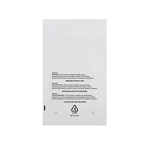 AwePackage Resealable Clear Poly Bags with 3 Language Suffocation Warning for Clothes Hats FBA (100, 12X15)