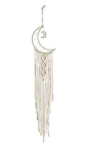 TOKYMOON Macramé Colgante de Pared Boho Macrame Mural Tejido Tapiz Colgante de Pared Mandala Luna Atrapasueños Decoración de Arte de Pared Tapices de Punto para Dormitorio Sala de Estar (Luna) Cover