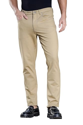 Image of ONE SKY Premium Men's Flexi Waist Casual Pants Cotton Blend Stretchable Chinos | Slim Fit Stylish Office Fashion Trousers for Office, Party | Men Formal Pant