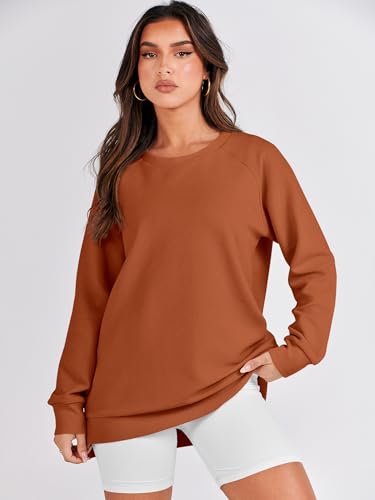 ANRABESS Women's Oversized Sweatshirts Crewneck Long Sleeve Tunic Pullover Shirts Side Zipper Hoodies 2025 Fall Clothes3