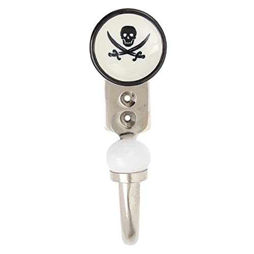 Image of IndianShelf Cute Ceramic, Zinc Decorative Cute Hooks for Hanging Coats, Jackets, Leash, Hat, Towel, Backpack, Purse, Handbag (Black Cream)