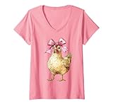 Photo Gallery donna coquette bow chicken farm farm farm rosa festa della mamma e ragazza maglietta con collo a v Photo Gallery donna coquette bow chicken farm farm farm rosa festa della mamma e ragazza maglietta con collo a v