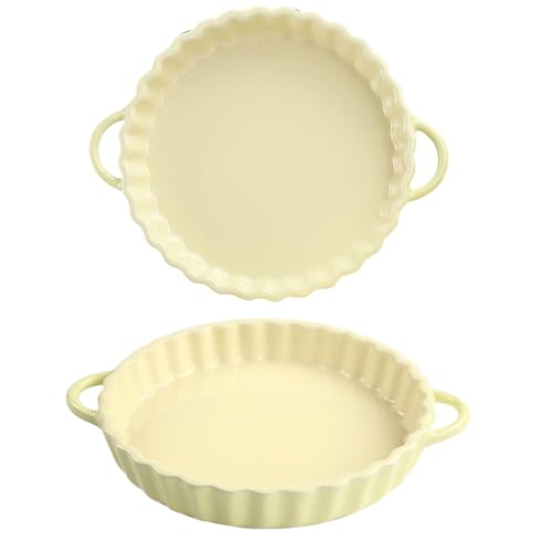 Hengrongshen Tarteform Keramik 21 cm x 4.2 cm – Runde Quicheform aus Keramik mit Griffen, Antihaftbeschichtung, Hitzebeständig & Spülmaschinengeeignet – Ideal für Quiche, Kuchen & Tarte (Beige Gelb) Hengrongshen Tarteform Keramik 21 cm x 4.2 cm – Runde Quicheform aus Keramik mit Griffen, Antihaftbeschichtung, Hitzebeständig & Spülmaschinengeeignet – Ideal für Quiche, Kuchen & Tarte (Beige Gelb)