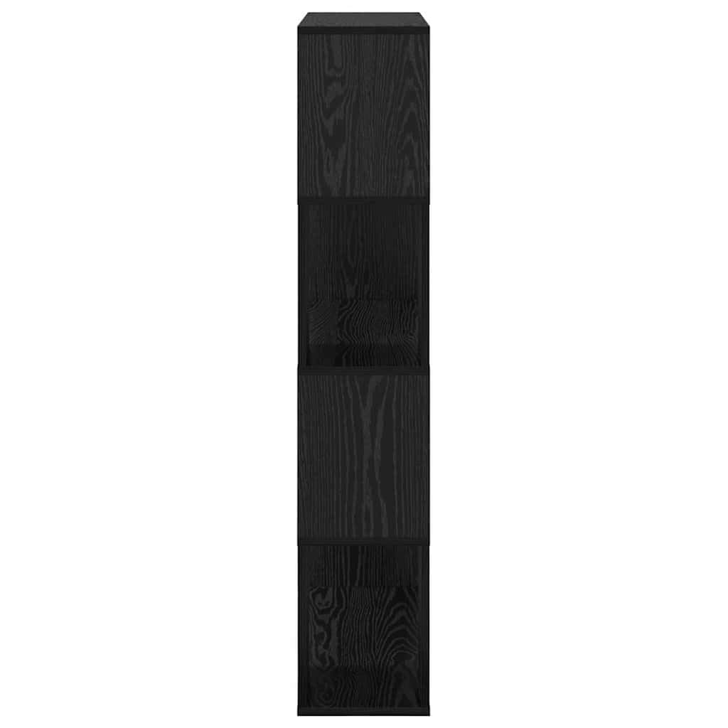 Zestaw szafek TV czarny 80 x 24 x 125 cm, montaż na ścianie, materiał drewnopochodny, 4 półki, nowoczesny design do salonu, zajmuje mało miejsca