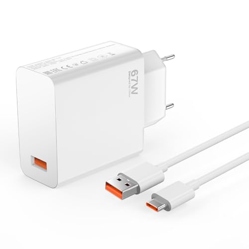 67W USB Ladegerät Netzteil für Xiaomi Redmi Note 15 14 Pro 13 5G/12 Pro Poco X7 X6 /Mi Pad 6 7 Pro/13 Mi 17 Ultra 15t 14T 13T Poco F5Pro Poco M5 X6 X5 GT F6 F5Pro Netzteil mit 6A Typ C Ladekabel