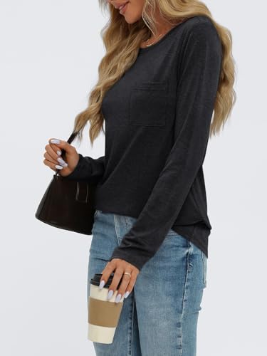 Image of AUTOMET Long Sleeve Shirts for Women 2024 Fall Fashion Crewneck Loose Fit Casual Tops Trendy Basics Outfits Clothes Black, Medium