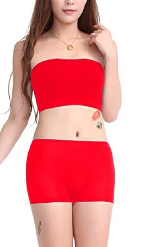 ok Enterprises Women's/Girl's Beachwear Sexy Non Padded Tube Bra and Seamless Boyshort Panty Set- RED (32 A)-picture-13
