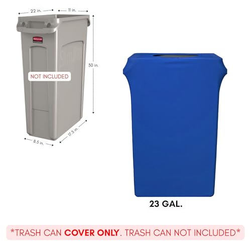 Image of YOUR CHAIR COVERS - 23 Gallon Spandex Slim Jim Narrow Trash Can Cover - Royal Blue (Cover ONLY, Trash CAN NOT Included)