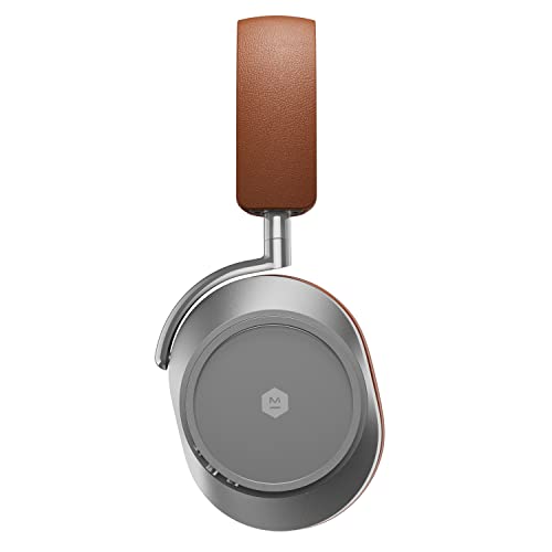 Image of MASTER & DYNAMIC MW75 Active Noise-Cancelling (ANC) Wireless Headphones n Bluetooth Over-Ear Headphones with Mic, Silver Metal /Brown Leather