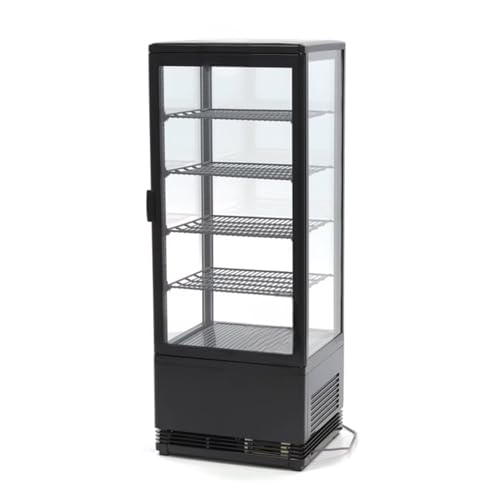 Générique Vitrine Réfrigérée à Poser 98L Noire - 0/+12°C - LED - Double Vitrage 4 Faces - Froid Ventilé