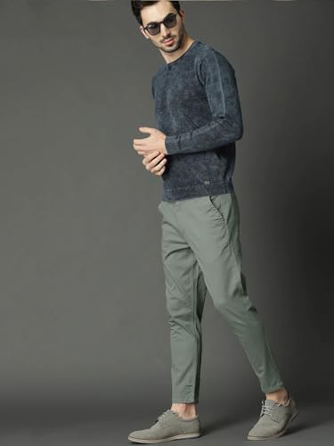 Image of Men's Slim Fit Cotton Blend Trousers - Stretchable Casual & Office Wear