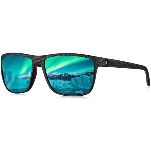 Óculos de sol masculinos polarizados – Óculos de sol com proteção UV para homens, óculos de sol esportivos retangulares leves para dirigir, pescar, Verde
