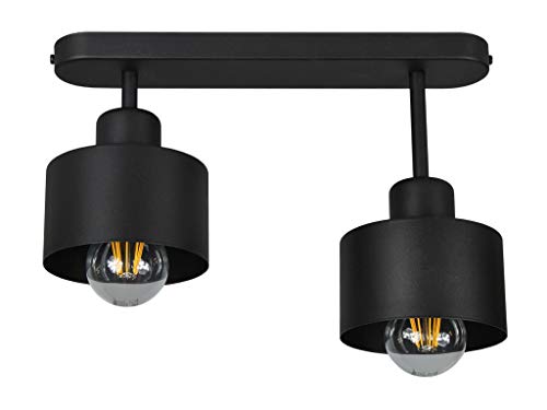 Preisvergleich Produktbild Schwarze Deckenlampe Deckenleuchte HausLeuchten OST3306SC Leuchte Lampe 2-flammig Wohnzimmerlampe Schlafzimmerlampe Küche Kinderzimmer Lampe LED-geeignet (Schwarz)