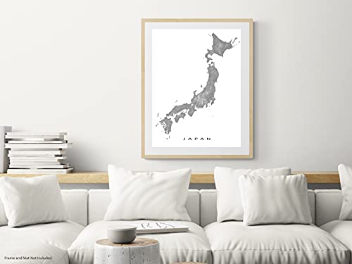 Japan Map Poster 24X36, Japan Wall Art Print 8X10, Handmade Topographic Japan Decor For Home, Country Map Of Japan Souvenir Gifts By Maps As Art #TOP5