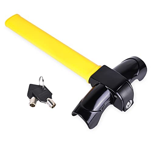 Universal Steering Wheel Lock for Car, Steering Wheel Lock with 2 Keys, T-bar Steering Wheel Immobiliser Heavy Duty Anti Theft Devices, Steering Wheel Lock for Cars, Caravans, Trailer, Vans