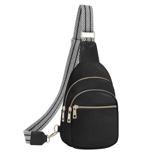 Hionion Small Leather Sling Bags for Women Fashion Crossbody Backpack Purse Sling Crossbody Bags Black