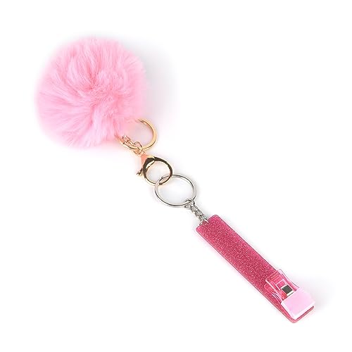 Rolabling 7 Colors Contactless Card Grabber Clip for Long False Nails Clip Taking Out ATM Card Puller Multifunctional Keychain (Pink)