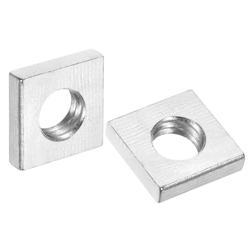 sourcing map 10Pcs M6x11mmx3mm Square Nuts, Carbon Steel Zinc Plated Coarse Thread Square Nuts Fasteners for Home Repairs and Professional Engineering, Silver