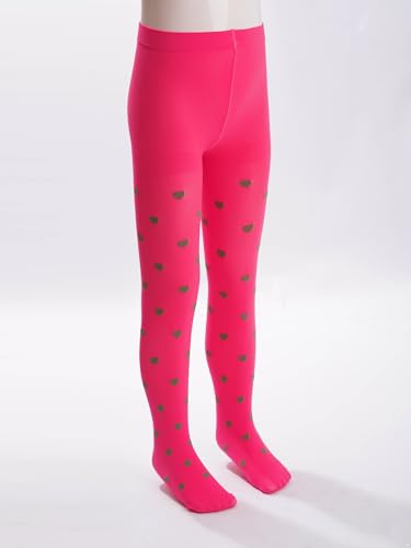TiaoBug Kids Girls Ballet Dance Tights Heart Print Pantyhose Footed Leggings Stockings Pants Warm Thermal Tights4
