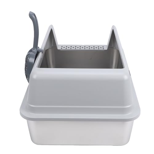 Caja de arena para gatos extra grande acero inoxidable 58x37x25 cm miniatura 6