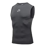 AMZSPORT Herren Kompressionsshirt Ärmelloses Funktionsshirt Sportshirt Atmungsaktives Tank Top, Grau Size M