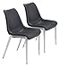 HomeRoots Steel, Foam, 100% Polyurethane Magnus Dining Chair (Set of 2) Black & Silver