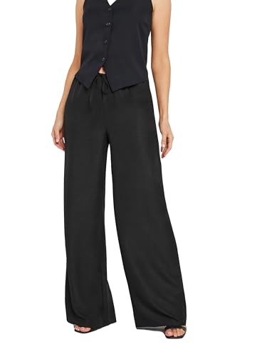 Long Tall Sally LTS Tall Textured Wide Leg Pants Black