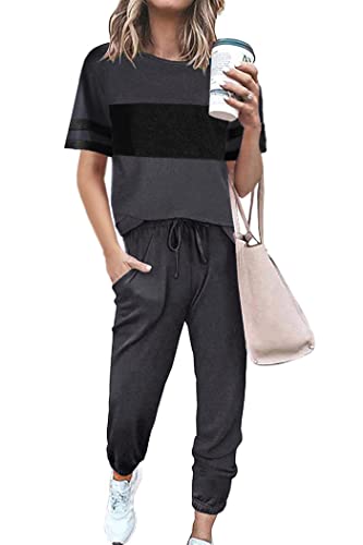 PRETTYGARDEN Women's Two Piece Sets 2025 Summer Spring Jogger Pants Travel Vacation Lounge Outfits Airplane Matching Clothes