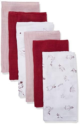 PIPPI Unisex Baby 6er Pack Windeln mit verschiedenen Motiven Badebekleidungsset, Mehrfarbig (Maroon Red 496), (Herstellergröße:70x70)