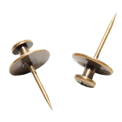 Image of 25 Pcs Bronze Tone Push Pins, Double Head Nails Decorative Tacks , Sturdy and Track-Less Wall Tacks for Easy Picture Hanging(Star Pattern)