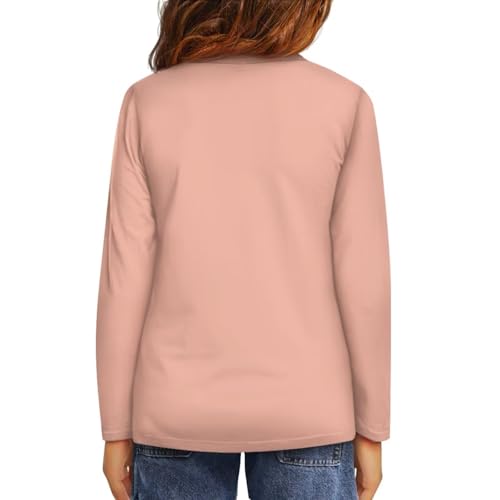 Image of Girls Long Sleeve Shirts Casual Crewneck Soft T-shirts for Girls 3-16 Years Old