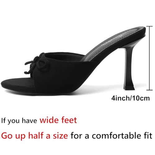 Image of Mostrin Kitten Heels for Women Round Toe Heels With Bow Vintage Mules Sexy Slip on Stiletto Backless Sandals for Party Daily