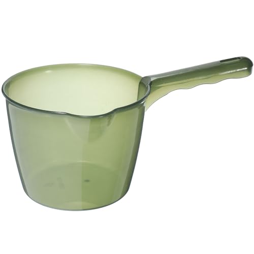 Garneck Cucharón de Agua Transparente con Mango Cazo Engrosado para Riego de Plantas y Cocina Utensilio Multifuncional para Jardín y Hogar Pequeño Color Verde