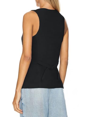 Womens Vest Top Trendy V Neck Summer Sleeveless Blazer Vest Waistcoat Linen Cotton Tank Tops 20254