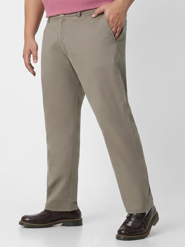 Image of Urbano Plus Men Mid Rise Cotton Regular Fit Casual Chino Pants Stretch