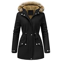 Vijamiy Womens Coats ladies winter Waterproof jackets women parka coat Fleece Lined Zip Up Sweatshirt for Sport Outdoor Hiking with Zipper Pockets(Black,M)
